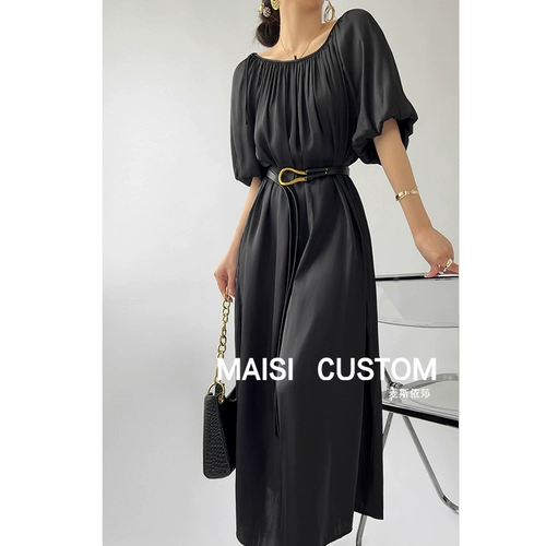 Летнее платье, дизайнерская длинная юбка, изысканный стиль, оверсайз, с открытой спиной