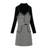 Шерстяное платье, демисезонный комплект, длинная трикотажная юбка, в стиле Шанель, коллекция 2023, средней длины, премиум класс, яркий броский стиль