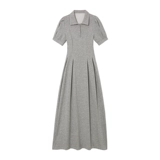 Черное летнее платье для отдыха, приталенный корсет, дизайнерская длинная юбка, воротник поло, тренд сезона