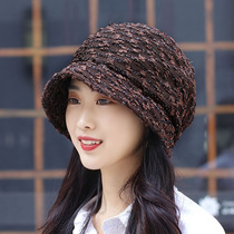 Hat female bright silk face small temperament fishermans hat plus velvet basin hat middle-aged and elderly mother hat cover white hair age reduction female hat