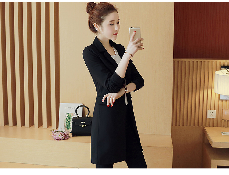 Bộ đồ nữ nhỏ phù hợp với áo khoác nữ Hàn Quốc phiên bản dài 2019 xuân mới nữ dài tay thon gọn màu đen phù hợp với nữ nhỏ vest đen nữ