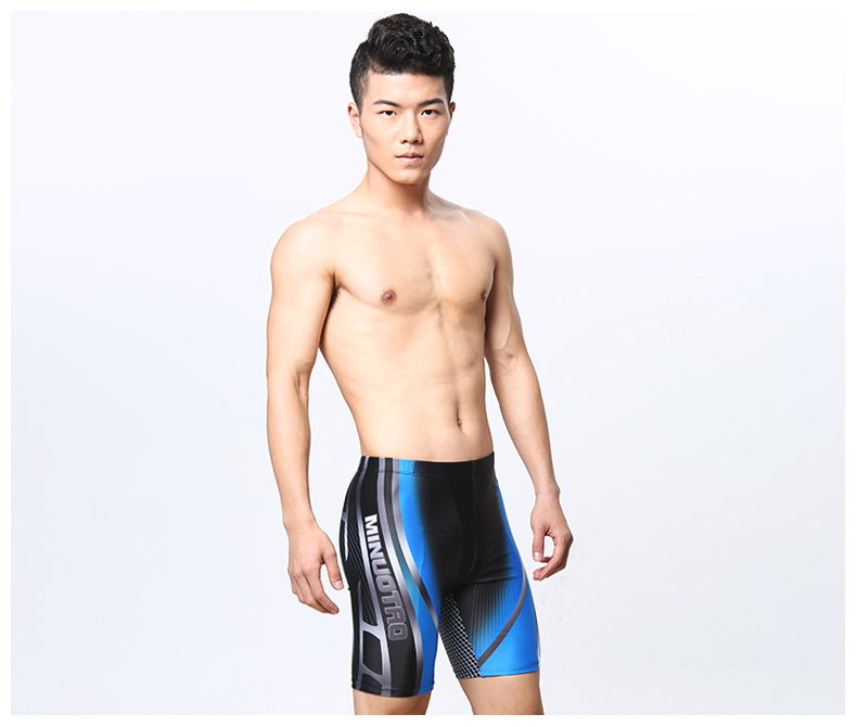 Thiết bị bơi Minuotao quần bơi nam võ sĩ dài năm điểm chuyên nghiệp khô nhanh tăng cường tắm nước nóng phù hợp với quần bơi nam mua quần bơi nam
