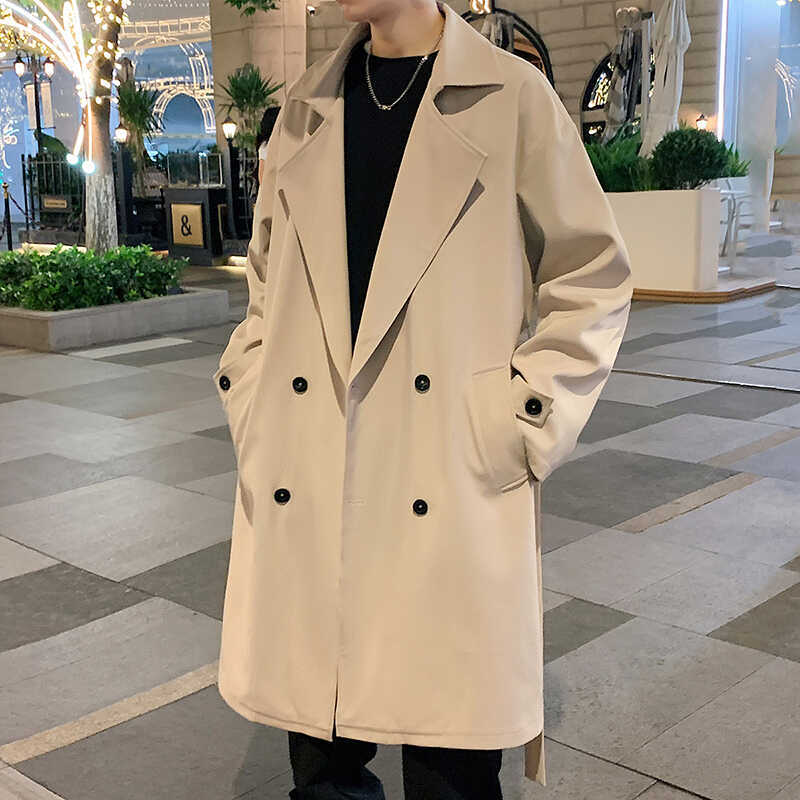 2026 Trendy British Style Mid-Length Trench Coat for Men, Autumn and Winter Loose Over-The-Knee Coat, Couple's Thickened Jacket