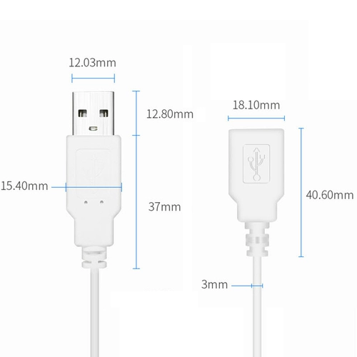 USB -однообедающий кабель передачи данных мужчина/женская головка 4 Core USB Data Cable Небольшой шнур питания вентилятора 2 Core Cabling Cable