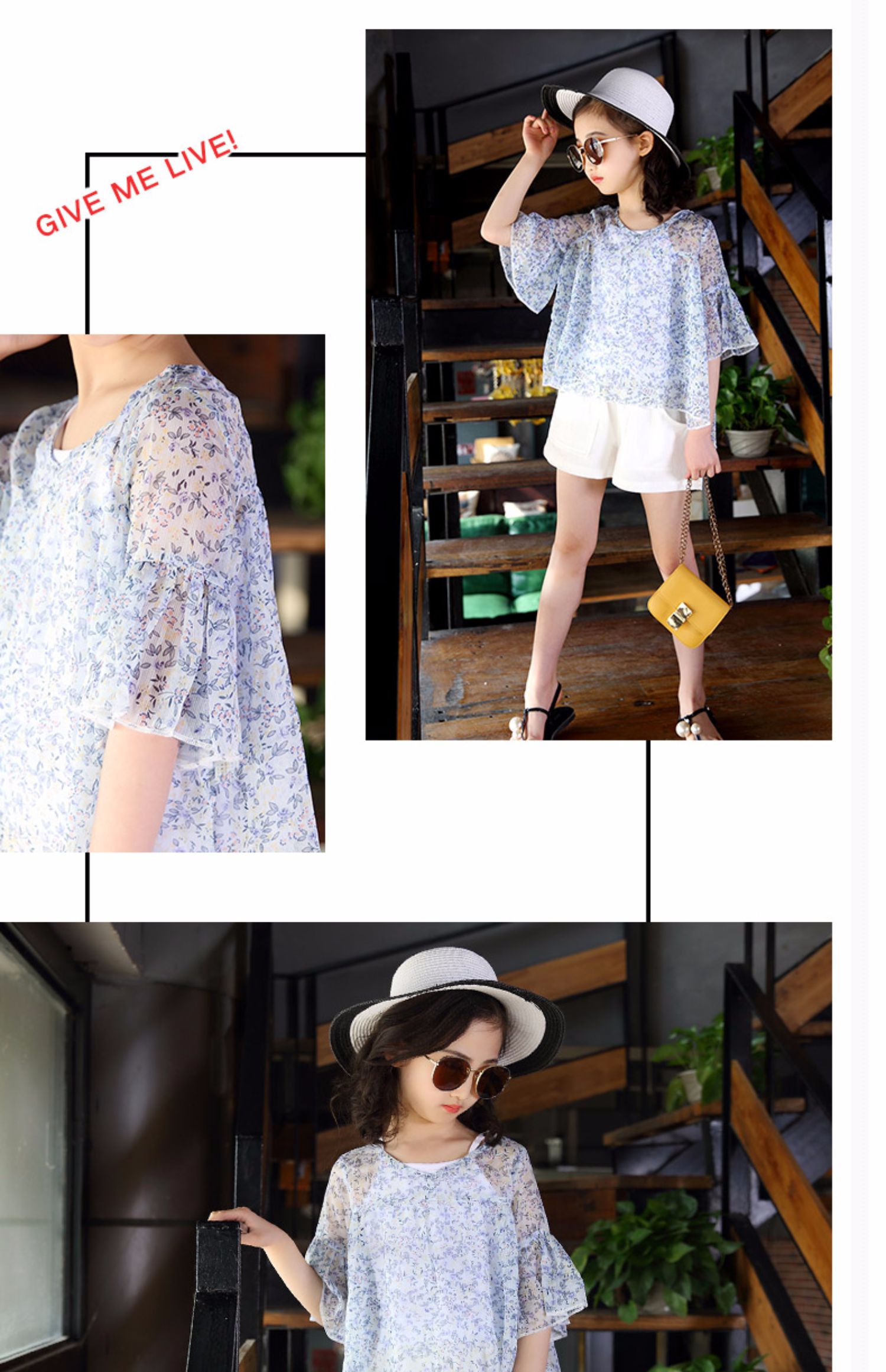 Quần áo bé gái hè 2019 mới ngoại ngoại voan hai mảnh lớn trẻ em Hàn Quốc quần short ngắn tay bé gái phù hợp - Phù hợp với trẻ em quần áo cho bé gái