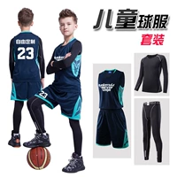 Quần áo bóng rổ trẻ em phù hợp với nam giới tùy chỉnh chặt chẽ quần áo thi đấu thể thao bốn mảnh quần áo tiểu học và trung học quả bóng rổ mini	