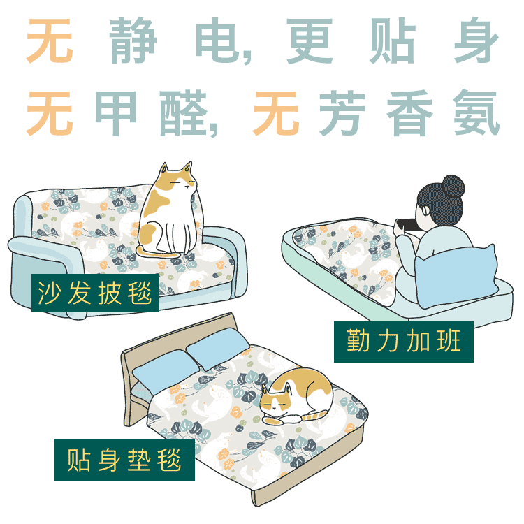 [Lucky] mèo con mèo hai mặt in flannel chăn tấm thảm như Mo bão bão meo mùa hè máy lạnh chăn giải trí - Ném / Chăn chăn yuki