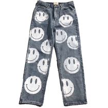 「Rabbit b」 Small crowd customized 1of1 remake smiley face painted jeans trousers men and women