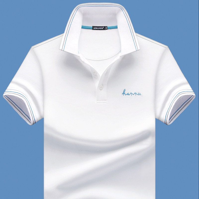 Cotton Men's Short Sleeve T-Shirt Lapel Polo Shirt Trendy Business Men's Summer T-Shirt Collar Loose Shirt