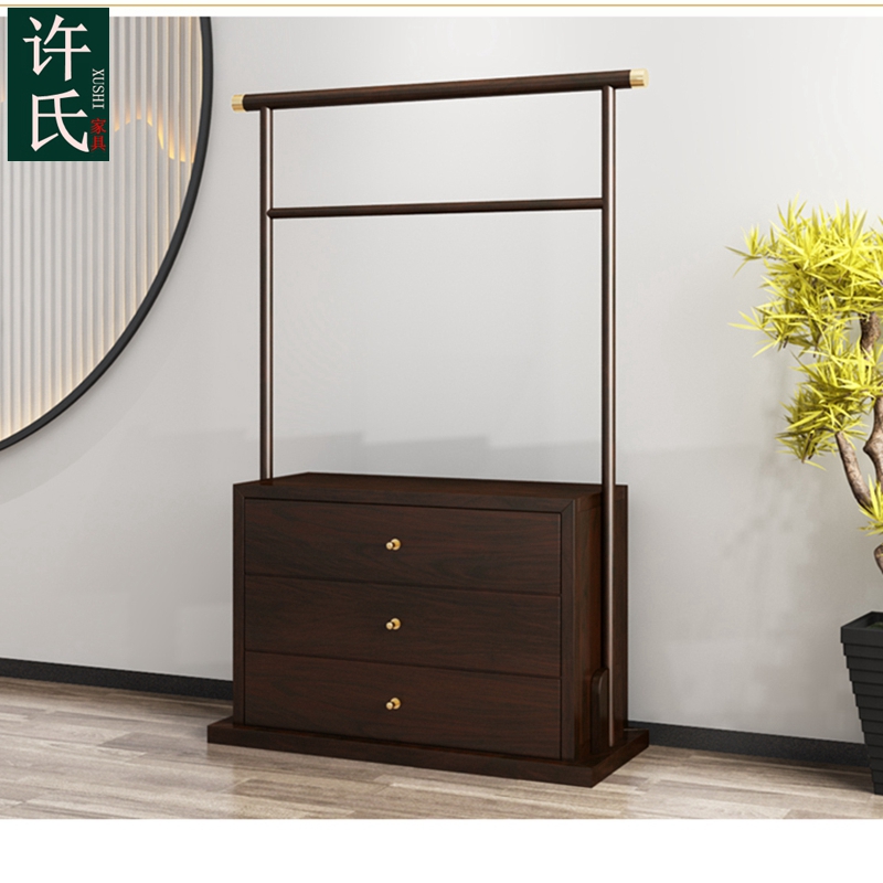 New Chinese style solid wood coat hanger floor hanger simple modern home bedroom coat hanger storage cabinet rack