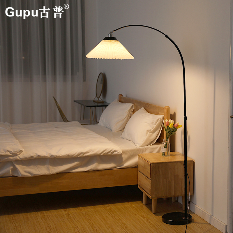 Pleated floor lamp Fishing lamp led eye protection Nordic creative simple living room study bedroom mullion stand-up lamp