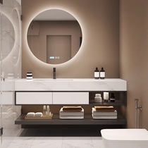  Rock board integrated basin Bathroom cabinet combination Italian light luxury bathroom washbasin sink sink Simple and intelligent