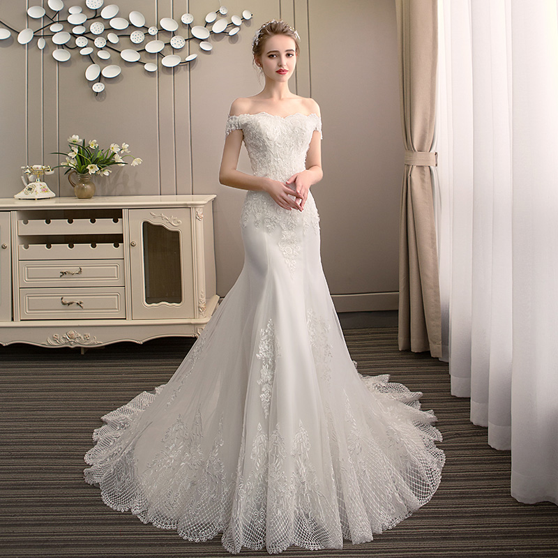Wedding 2024 new bride, fish tail tail light yarn tourism, Mori, luxurious super immortal light wedding dress is simple and thin Wedding 2024 new bride, fish tail tail light yarn tourism, Mori, luxurious super immortal light wedding dress is simple and thin