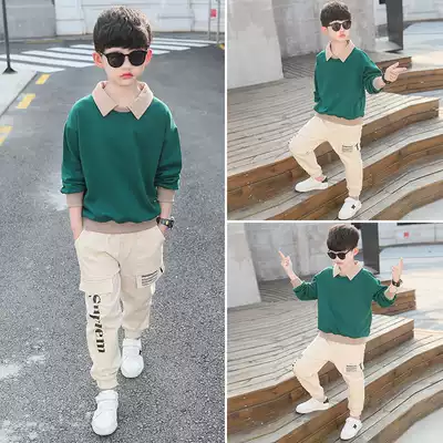 Boys spring and autumn suit 2021 new children's 12 middle and large children's sports two-piece suit western handsome autumn suit 15-year-old tide brand