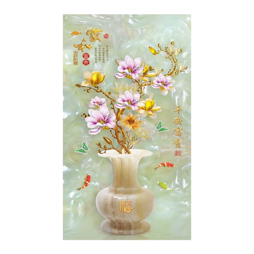 Diamond Embroidery 2020 Новая вертикальная версия Ping Arich Vase Diamond Painter и благоприятная картина Magnolia Living Room