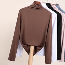 Modale High Collar Undershirt Woman Autumn Winter Season Hitch Black Spring Autumn 100 Hitch 2022 New Long Sleeve T-Shirt Woman Blouse