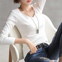 2022 - Fall 2022 new V - collar T - shirt white dress shirt - shirt Korean casual topper shirt