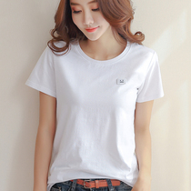 (2 pieces RMB49 ) t-shirt woman 2022 summer new pure color round collar short sleeve undershirt Korean version loose body shirt