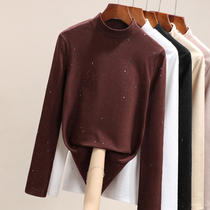 The Undershirt Woman Autumn Winter Season Hitch Black Spring Autumn 100 Hitch 2021 New Half High Collar Long Sleeve T-Shirt Female Blouse Tide