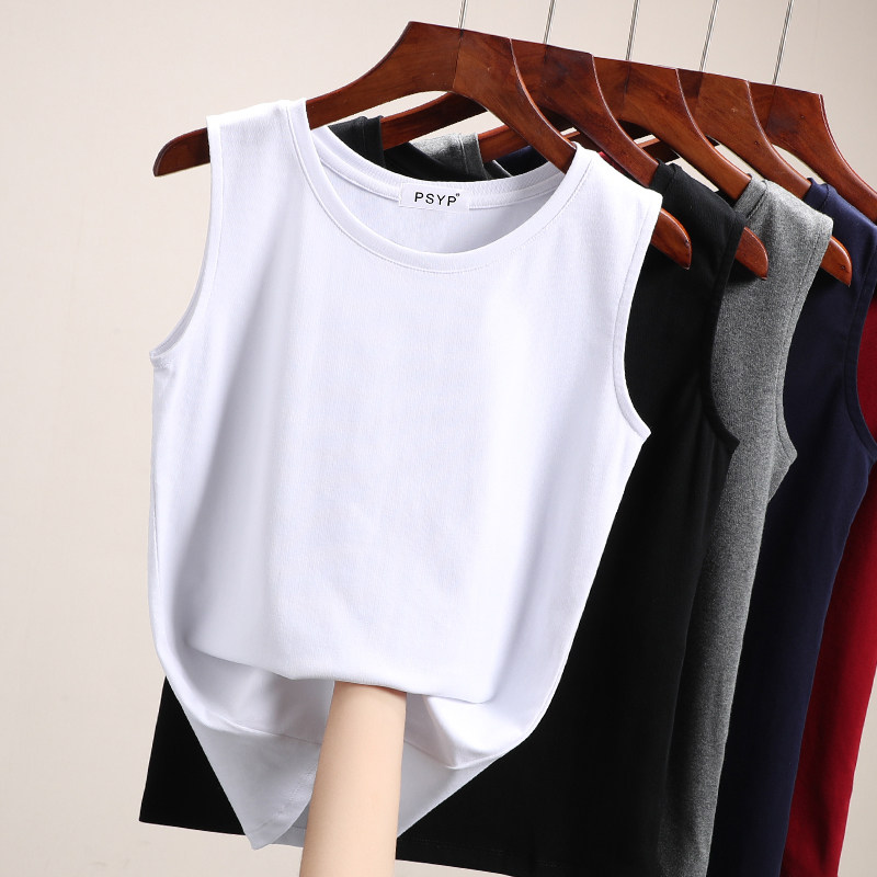 2021 new camisole women's spring and summer sexy outside wearing loose round neck inside clothes white T-shirt women