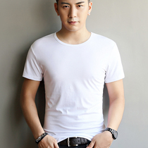 2021 short-sleeved t-shirt mens round neck slim summer clothes pure white cotton top clothes mens base shirt half sleeve trend