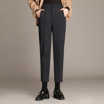 Autumn womens pants 2020 new woolen Haroon pants nine-point pants cigarette pipe radish pants high waist straight suit pants