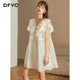 dfvc ຄໍ v ສີຂາວ ruffled tencel dress women summer 2024 ໃຫມ່ວ່າງ flying sleeves a-line doll skirt