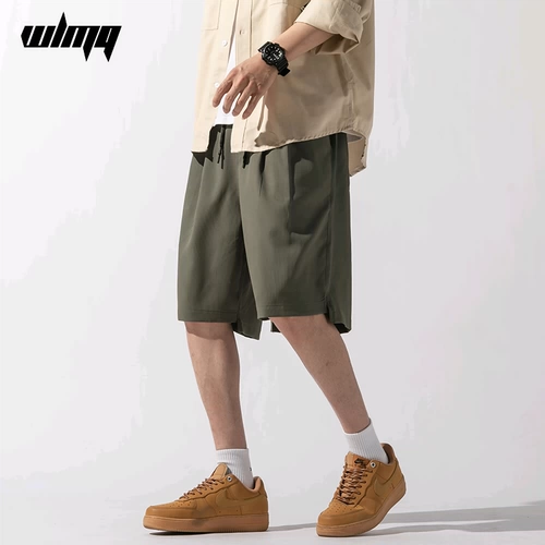 Мужские летние тонкие шорты, зеленые шелковые штаны для отдыха, свободный крой