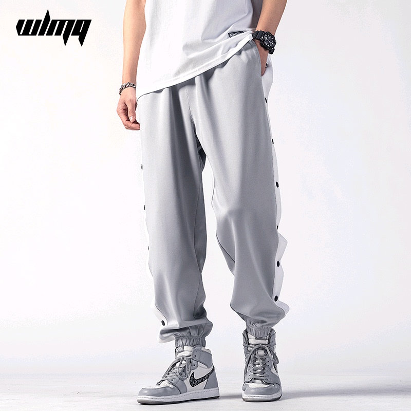 Gray Button-Up Pants, Spring and Summer Thin Style, American-Style Full-Button, Loose-Fitting Men's Training Basketball Long Pants, Sweatpants Gray Button-Up Pants, Spring and Summer Thin Style, American-Style Full-Button, Loose-Fitting Men's Training Basketball Long Pants, Sweatpants