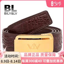 BILY&LV belt Crocodile leather belt mens leather automatic buckle business luxury young and middle-aged tide belt men