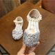 2023 spring girls' sandals princess shoes Baotou baby shoes leather shoes children's peas shoes rhinestone girls' shoes single shoes