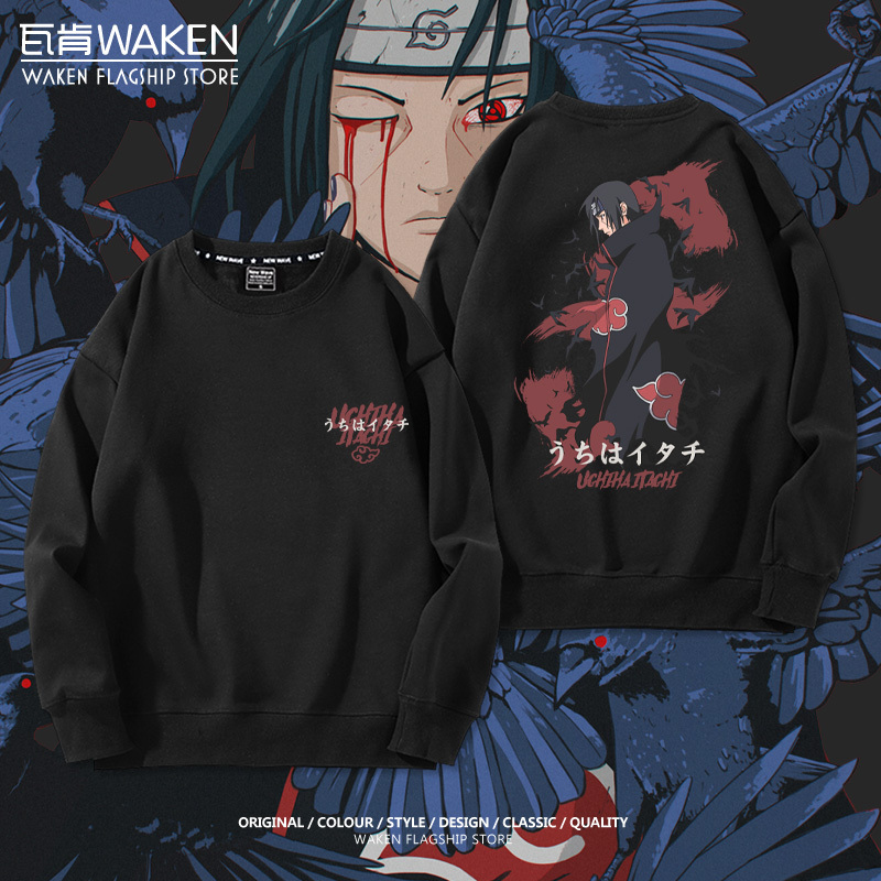 Uchiha Itachi Akatsuki Organization Naruto Collaboration Retro American Style Printed Sweatshirt Men's Loose Casual Wear