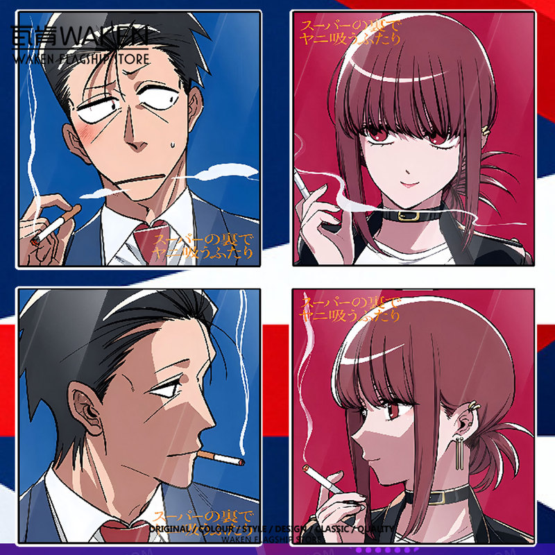 Two People Smoking at the Back Door of the Supermarket, Miss Sasaki Yamada, Anime Merchandise, Loose Short-Sleeved T-Shirt for Men, Summer Two People Smoking at the Back Door of the Supermarket, Miss Sasaki Yamada, Anime Merchandise, Loose Short-Sleeved T-Shirt for Men, Summer