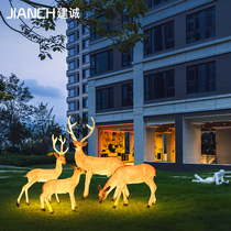 LED Emulation Outdoor Animal Lamp Decoration Styling Lamp Courtyard Light Park Scenic Spot Luminous Small Deer Landscape Straw Terrace Lamp