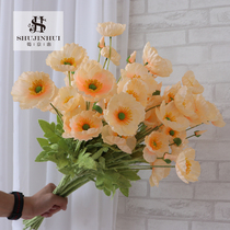 ins Korean poppy simulation bouquet fake flower poppies Room decoration Picnic posing photo props Bed and breakfast soft outfit