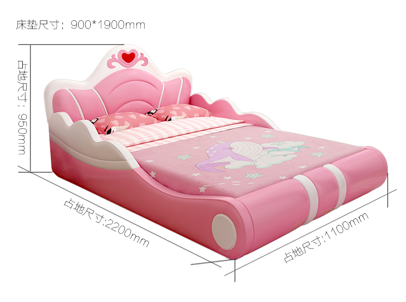 Trẻ em gái giường công chúa giường ngủ giường đôi 1,5m Mika vượt qua giường nhỏ với một hàng rào hồng giường vật - Giường giường gỗ gấp 3 khúc