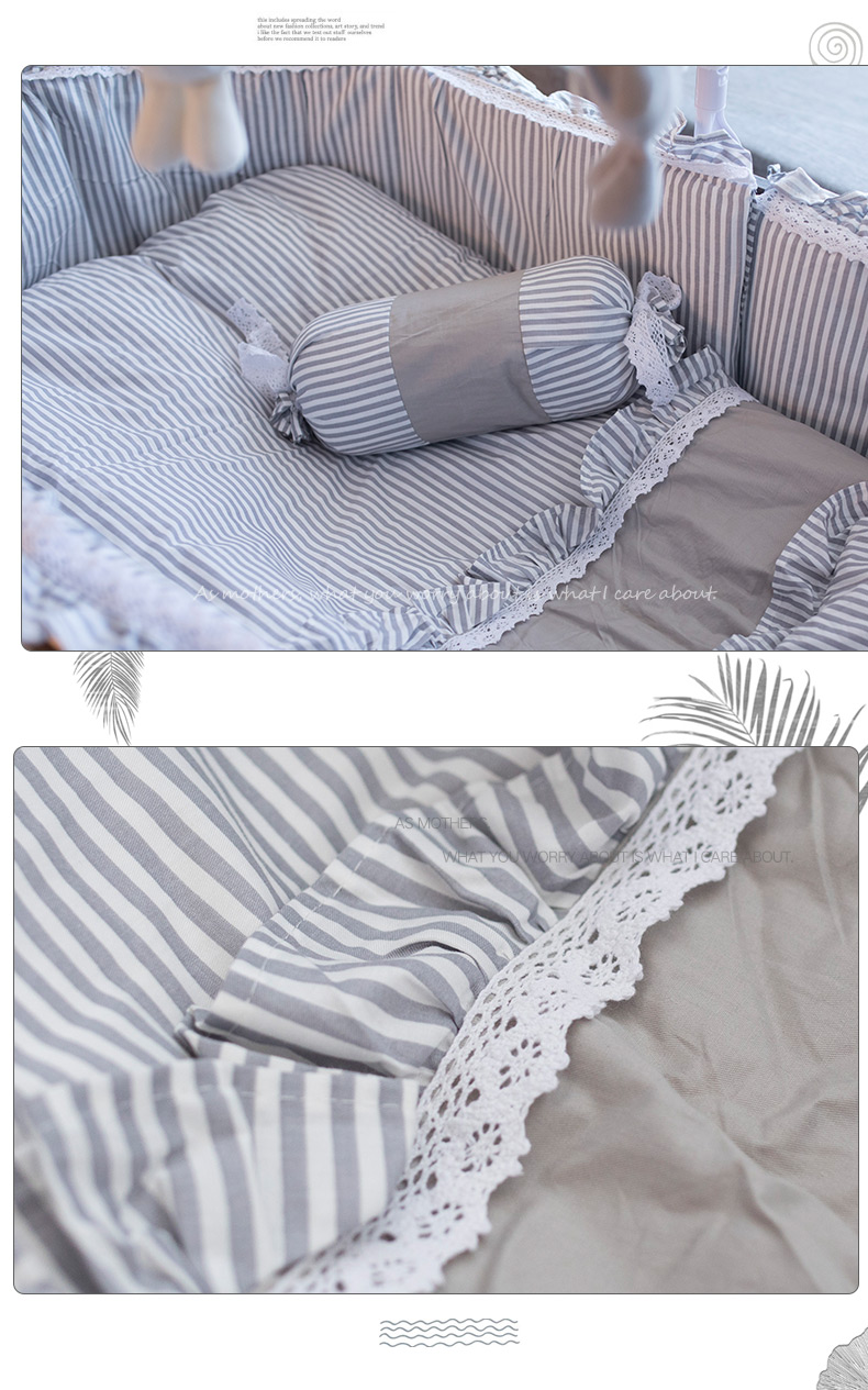 Bộ đồ giường trẻ em bằng vải cotton hình bầu dục giường cotton bao quanh bốn mùa có thể giặt được tấm trải giường chống va chạm - Túi ngủ / Mat / Gối / Ded stuff gối chống trào ngược rototo bebe