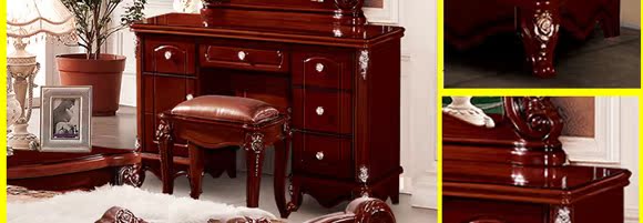 Bộ bàn ghế châu Âu kết hợp phòng ngủ đầy đủ bộ sáu bộ đồ cưới phòng cưới nội thất tủ quần áo giường bàn trang điểm giường gấp thông minh
