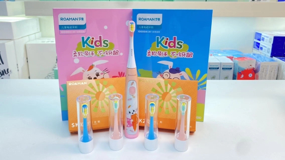 Roaman Roman Children's Electric Toothbrush Head Soft Bristles St031/P3K6Sk7 Original Pink/Blue 3-12 Years Old