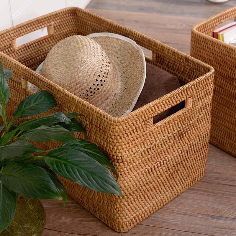 Vietnamese rattan large storage basket clothes storage box dirty clothes basket dirty clothes basket rectangular large size woven basket home