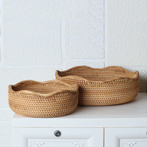 Rattan fruit basket Vietnamese autumn Rattan lace 2-piece fruit plate Fruit basket Rattan snack candy dried fruit storage basket