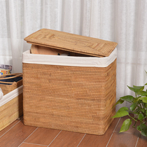 Vietnamese Rattan storage box Storage basket with lid Dirty clothes basket Box for clothes King size household bedroom