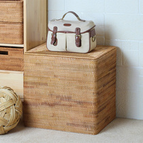 True rattan table top sundries storage box storage box Clothes finishing box Storage basket with lid with lid Nordic