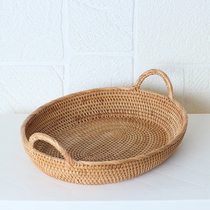 Vietnamese rattan fruit basket Bread blue fruit plate Steamed bun basket Refreshment basket Snack basket Candy basket Living room oversized tray