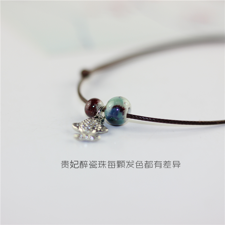 Jingdezhen phiên bản gốc Hàn Quốc của vòng chân đính cườm đơn giản phụ nữ thời trang cá sinh viên vòng chân gốm retro đồ trang sức nhỏ lắc chân nữ vàng đẹp