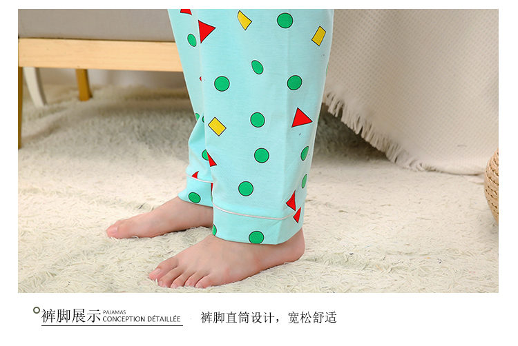Crayon Shinchan cùng một bộ đồ ngủ teen boy mùa xuân và mùa thu dài tay cotton lớn cho học sinh trung học cơ sở 12-18 tuổi bộ ngủ nam