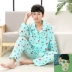 Crayon Shinchan cùng một bộ đồ ngủ teen boy mùa xuân và mùa thu dài tay cotton lớn cho học sinh trung học cơ sở 12-18 tuổi áo ngủ nam Nam giới