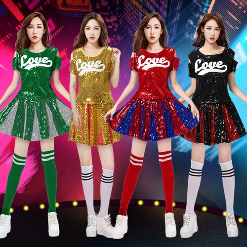 啦啦操 Служба спектакля Современная джазовая танцевальная одежда женщина для взрослых квадрат танцевальная служба Lala Команда формы Sequint