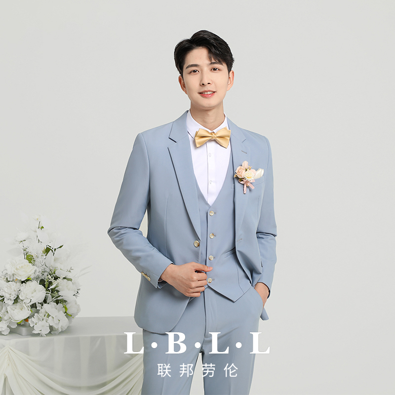 Groom's Suit, Men's Business Classy Formal Wear, Wedding Dress, British Style Engagement Slim Fit Korean Style Suit for Men