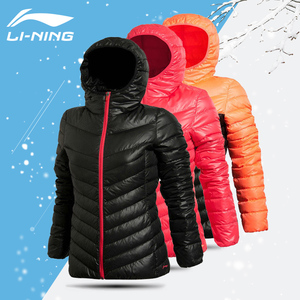 Li Ning xuống áo khoác nữ đích thực giải phóng mặt bằng mùa thu và mùa đông mô hình ánh sáng trắng vịt xuống sự ấm áp slim ngắn áo khoác thể thao áo sơ mi